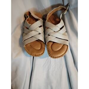 Born Sandals Strappy Blue Cork Wedge Sz 6.5 Comfort Memory Foam